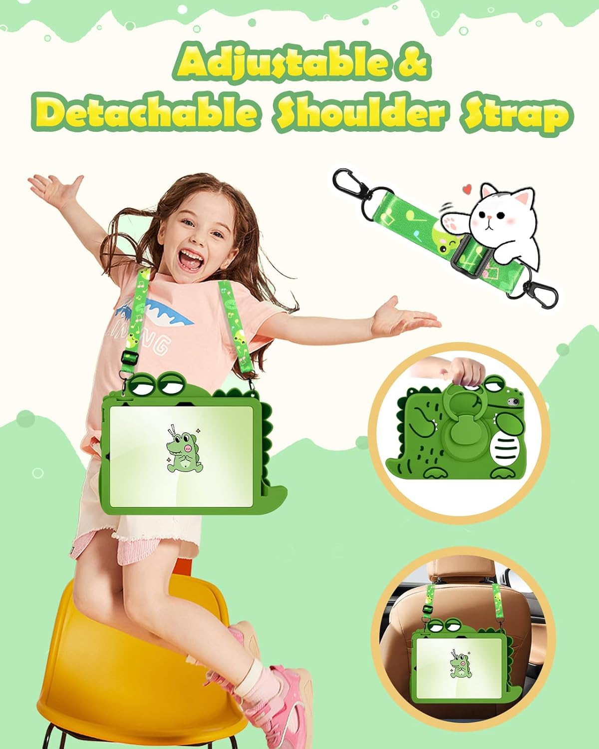 SurgeCraft Ultra-Protective iPad 10th Generation Case 10.9" - Cute Kawaii Design with Detachable Strap, Rotating Stand & Full-Body Protection (Compatible with A2696, A2757, A2777) - Zeta Store
