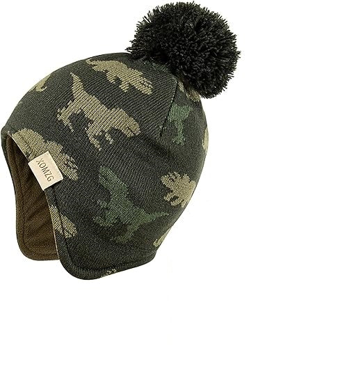 XOMZG Toddler Winter Beanie Hat with Earflaps, Pom Pom & Fleece Lining – Warm Knit Ski Cap for Boys & Girls 0-36 Months