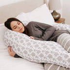 12 Ft Maternity Pillow cover- Grey Floral - Zeta Store