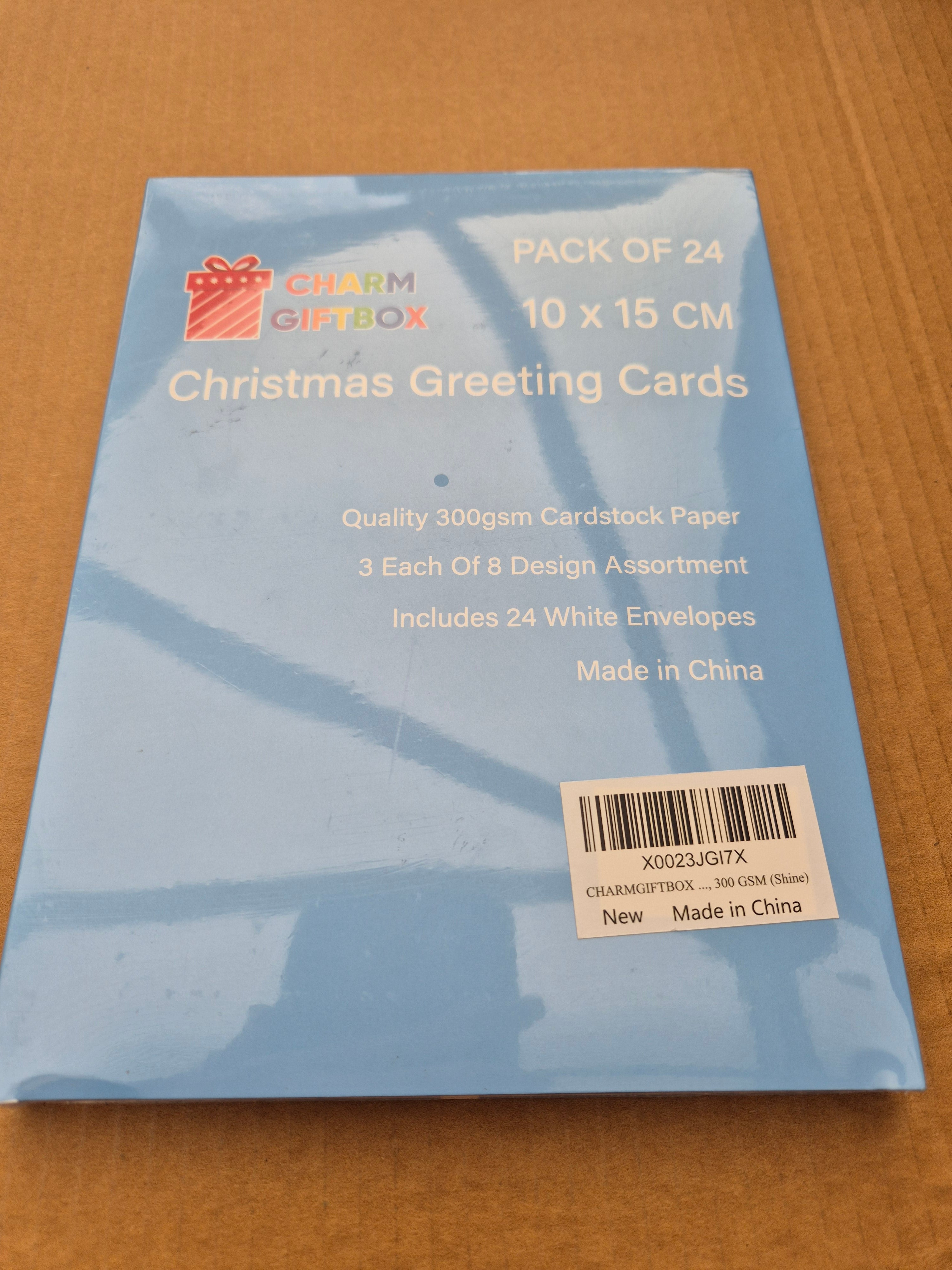 NEW IN BARN! 🚜 CHARM Giftbox Christmas Greeting Cards | Pack of 24 with Envelopes | Premium 300gsm Cardstock | 8 Festive Designs - Zeta Store