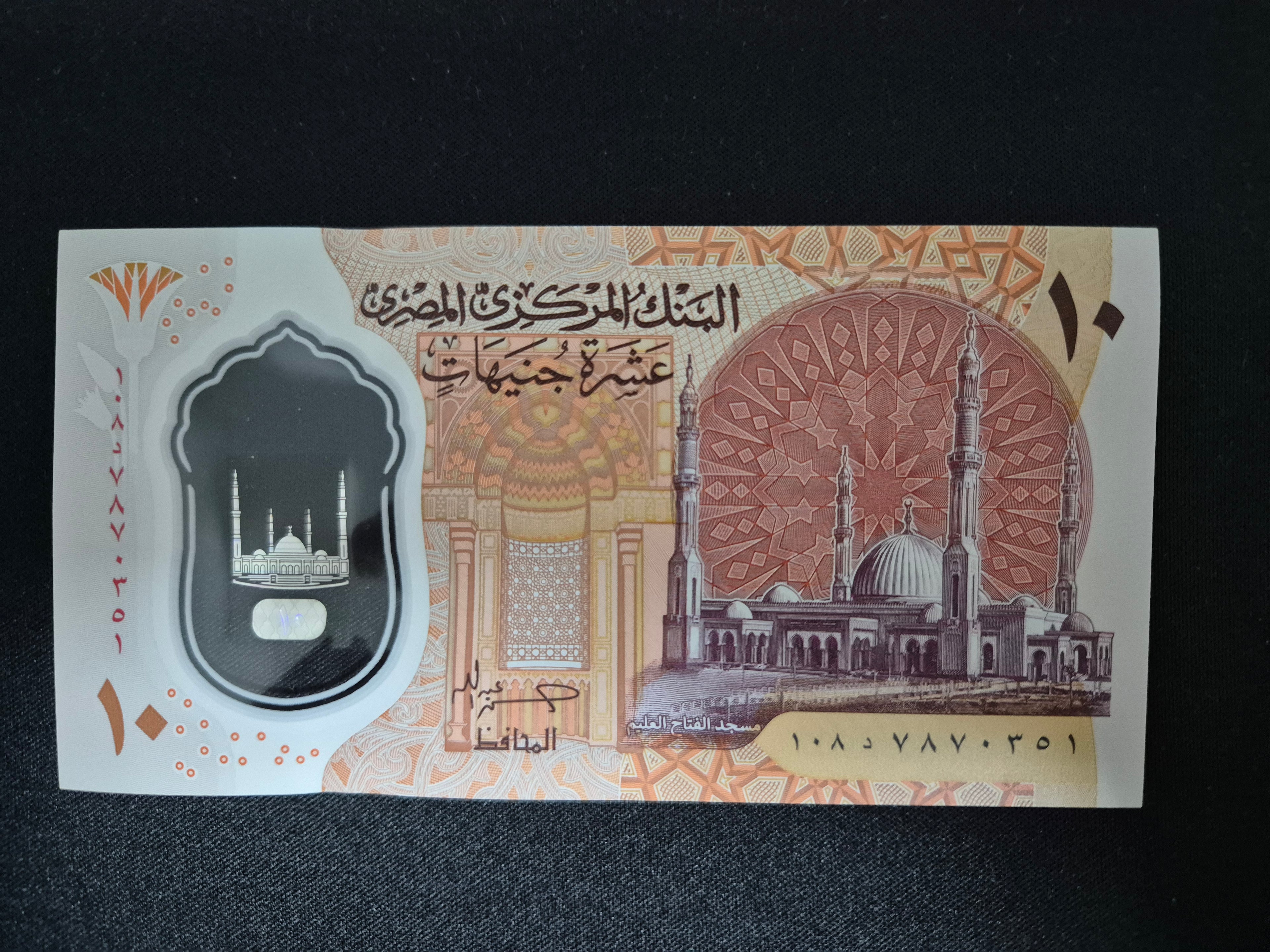 Genuine Egyptian 10 Pound banknote featuring traditional Egyptian designs, collectible foreign currency note from Zeta Store