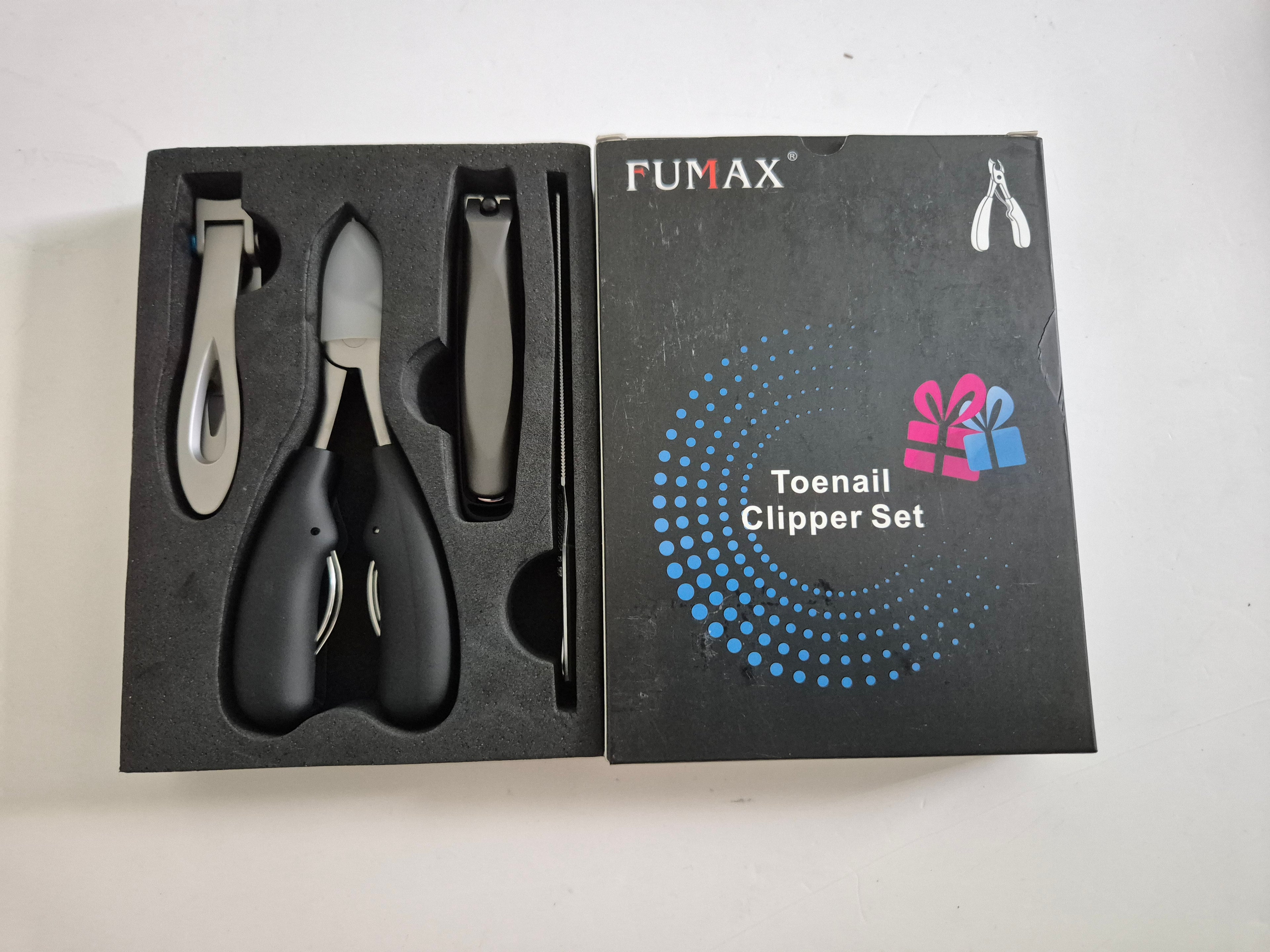 FUMAX 5-Piece Professional Toenail Clipper Set – Heavy Duty Ingrown & Thick Nail Clippers for Seniors, Men & Women – Stainless Steel Grooming Kit with Catcher