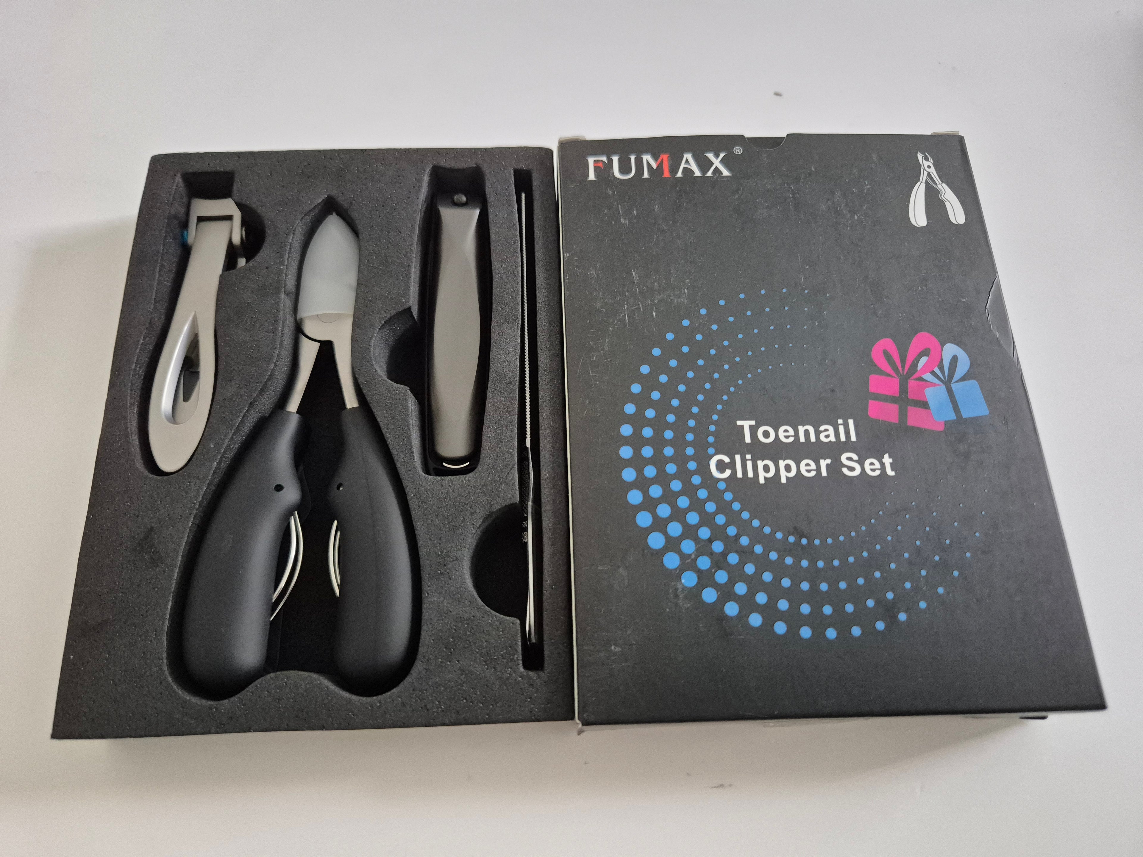 FUMAX 5-Piece Professional Toenail Clipper Set – Heavy Duty Ingrown & Thick Nail Clippers for Seniors, Men & Women – Stainless Steel Grooming Kit with Catcher