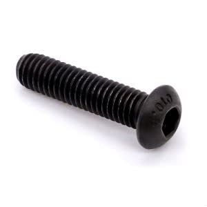 Glvaner M10-1.50 alloy steel button head socket cap screw with black oxide finish, grade 10.9, showing the screw's head and threading