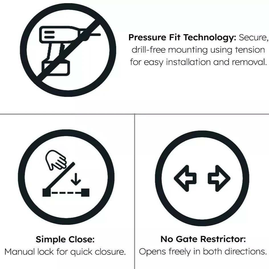 FYLO 2x Baby Safety Stair Gate  Pressure Fit 75-86cm (2 pack) - Zeta Store