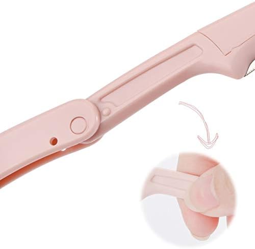 KUENG foldable eyebrow razor and precision tweezers set in stainless steel, facial hair remover tools for grooming and shaping.