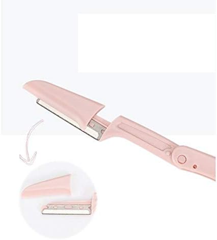 KUENG foldable eyebrow razor and precision tweezers set, stainless steel facial hair removal tools, compact and portable design.