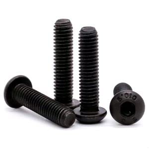 Black oxide alloy steel Glvaner M10-1.50 socket cap screws with button head, grade 10.9 for durable fastening.