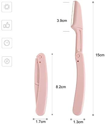 KUENG foldable eyebrow razor and precision tweezers set, stainless steel facial hair remover tools, compact and portable.