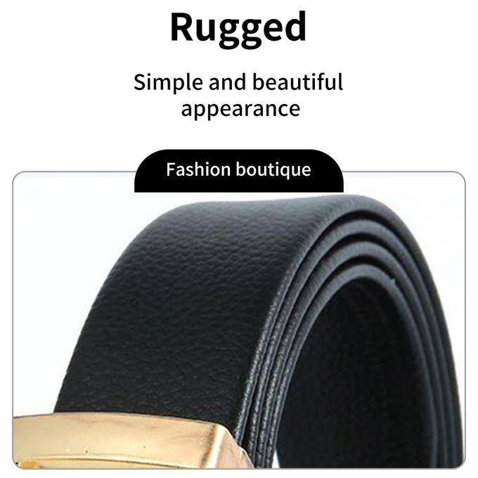 Kerloze men's leather belt with automatic buckle, gold hardware, rhinestone accents, suitable for business and casual wear.