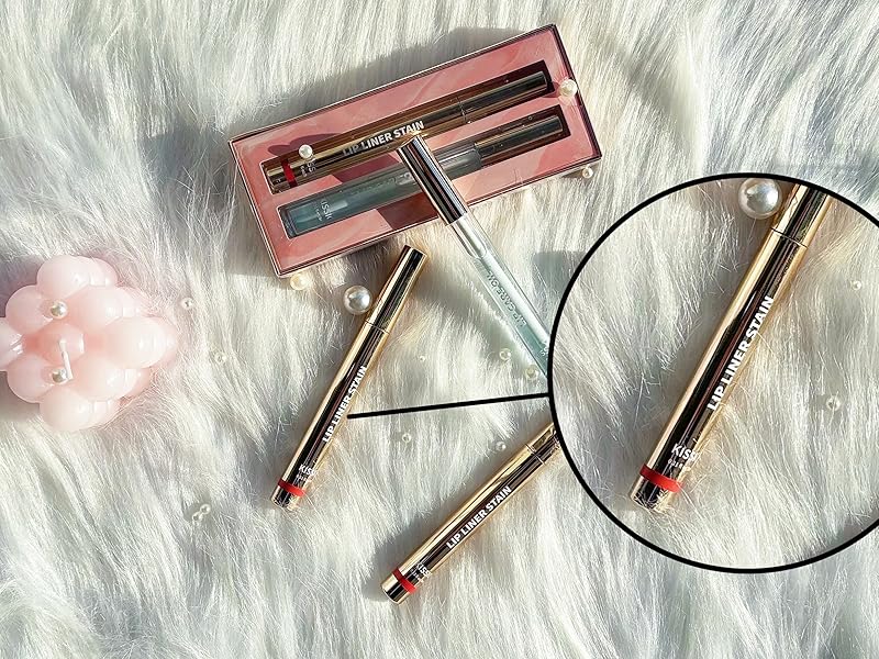 Kissio Lip Liner Stain and Lip Care Oil Set in Gray Pink with matte finish, transfer-proof, long-lasting waterproof lip color.