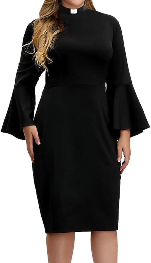 BPURB✨ Elegant High Neck Clergy Dress for Women | Hand Wash & Comfort Fit ✨