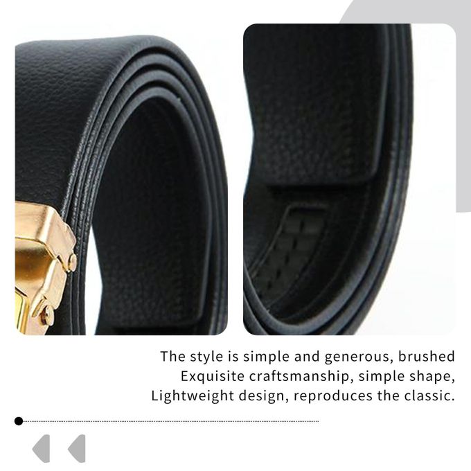 Kerloze men's leather belt with gold automatic buckle and rhinestone detail, 120cm, suitable for business and casual wear.