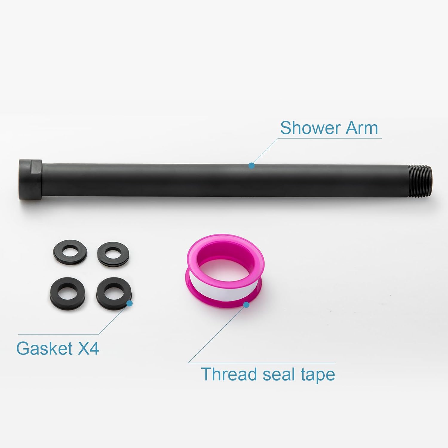 OFFO Shower Head Extension Arm 25cm - 304 Stainless Steel - Matte Black - 10 Inch