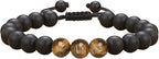 Natural Stone Father’s Bracelet - Tiger Eye & Black Agate. The Perfect Dad Gift from Daughter - Zeta Store