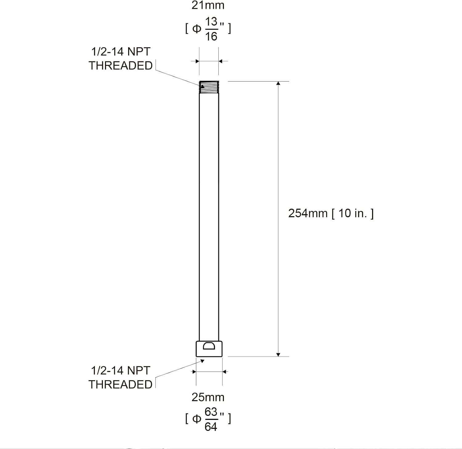 OFFO Shower Head Extension Arm 25cm - 304 Stainless Steel - Matte Black - 10 Inch