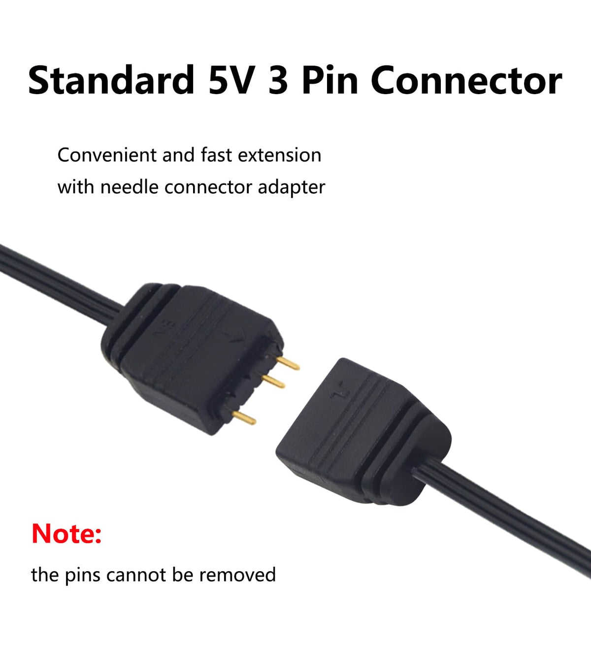 Lanminglel ARGB Splitter Cable 2-Pack - 5V 3-Pin 1 Female to 4 Male - 33cm ARGB Extension Cable for PC Fans & LED Strips
