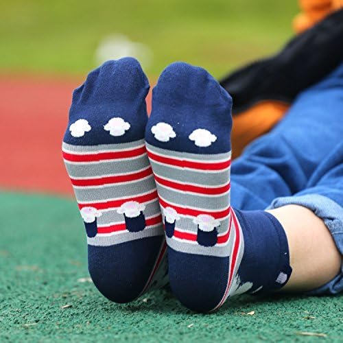 Teenloveme Women's Cute Dog Cartoon Crew Socks 5-Pack - Cotton Blend Novelty Animal Socks One Size UK 3-10
