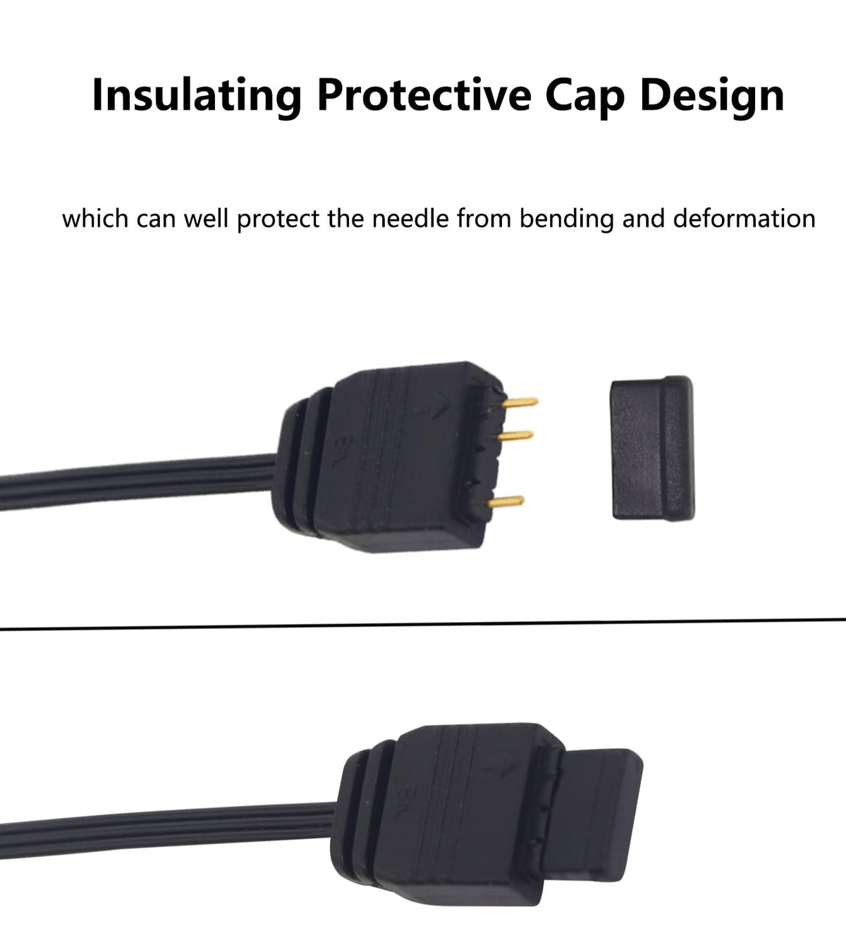 Lanminglel ARGB Splitter Cable 2-Pack - 5V 3-Pin 1 Female to 4 Male - 33cm ARGB Extension Cable for PC Fans & LED Strips