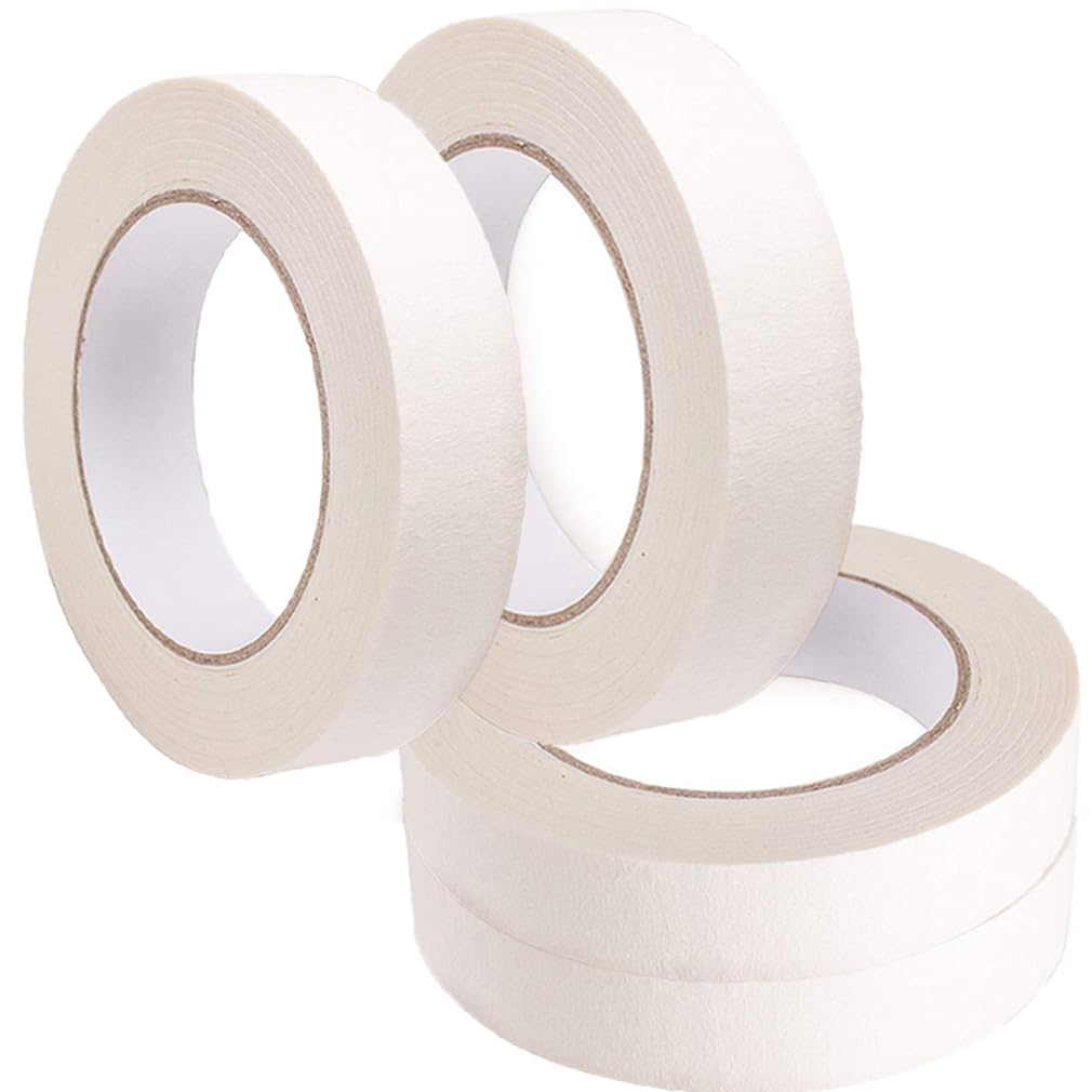Masking Tape Pack of 4 - 2x 15mm & 2x 10mm Multi-Purpose Craft Tape, Easy Tear, No Residue