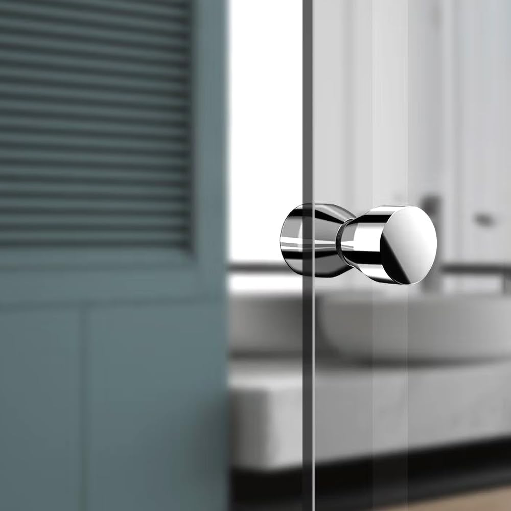 Yidelai chrome glass door knob, 2.4-inch solid aluminum alloy handle for shower and bathroom glass sliding doors.