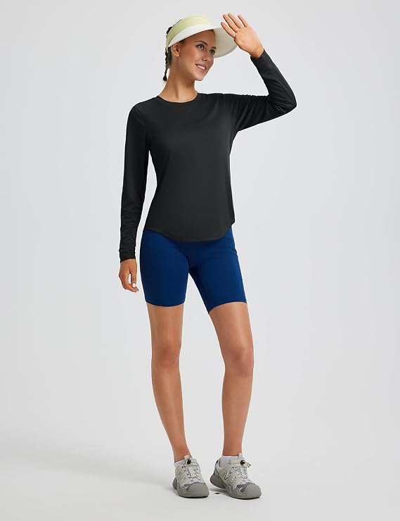 Baleaf Women's Long Sleeve Running Top - Lightweight Quick Dry UPF 50+ Gym Shirt with Reflective Details & Thumbholes