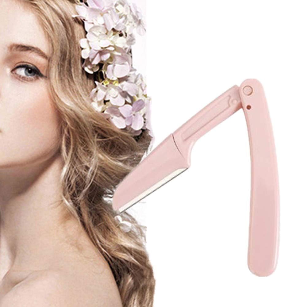 KUENG foldable eyebrow razor and precision stainless steel tweezers, facial hair remover set, compact and travel-friendly.