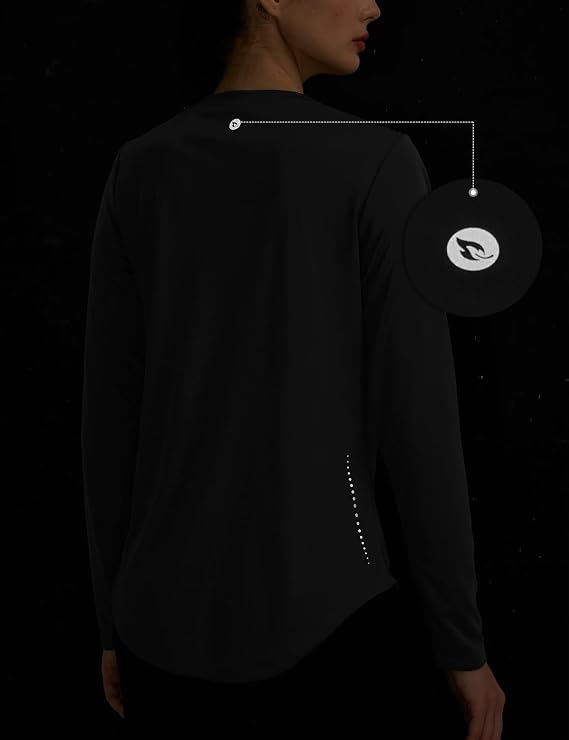 Baleaf Women's Long Sleeve Running Top - Lightweight Quick Dry UPF 50+ Gym Shirt with Reflective Details & Thumbholes