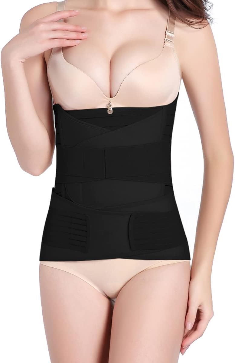 Hip Mall 3-in-1 Postpartum Belly Wrap XL - C-Section Recovery Belt for Belly, Waist & Pelvis Support