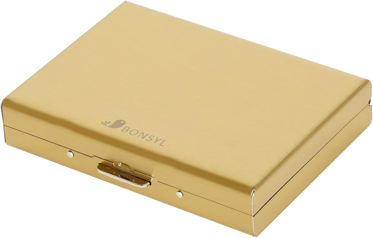 BONSYL RFID Blocking Gold Metal Card Holder Wallet - Slim Stainless Steel 10 Card Case for Men & Women - Luxury Gift Boxed