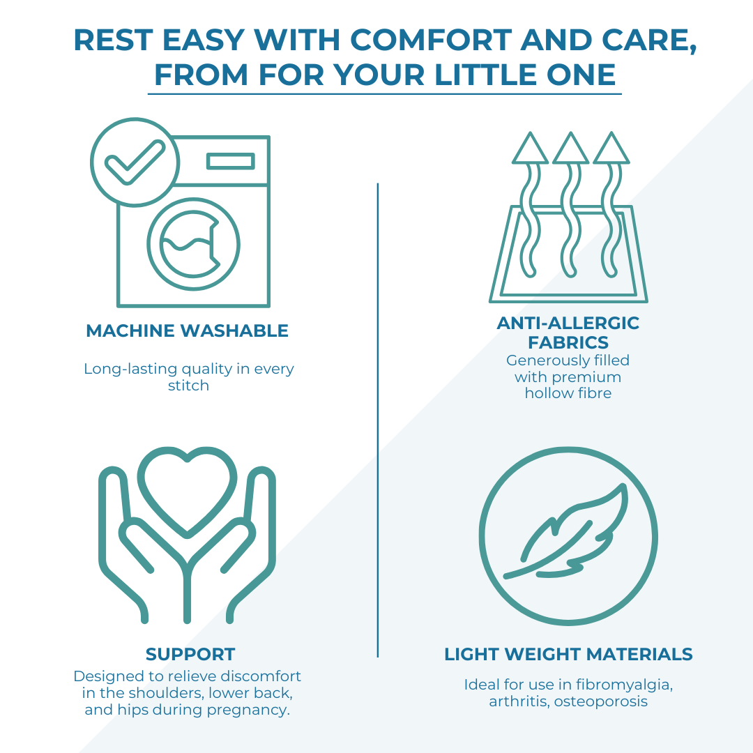 9 Ft Maternity Pillow And cover- Light Blue - Zeta Store