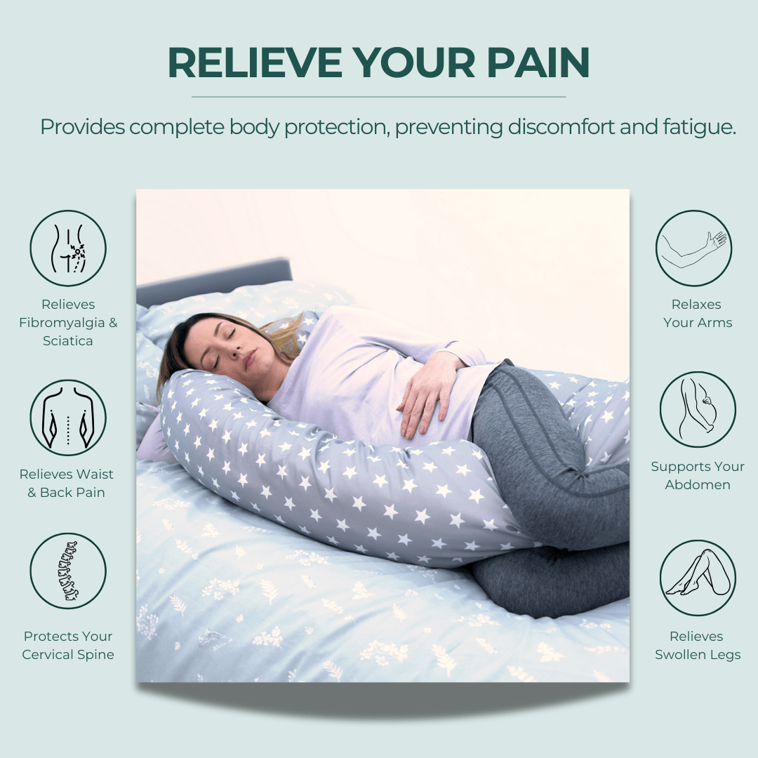 9 Ft Maternity Pillow And cover- Light Blue - Zeta Store