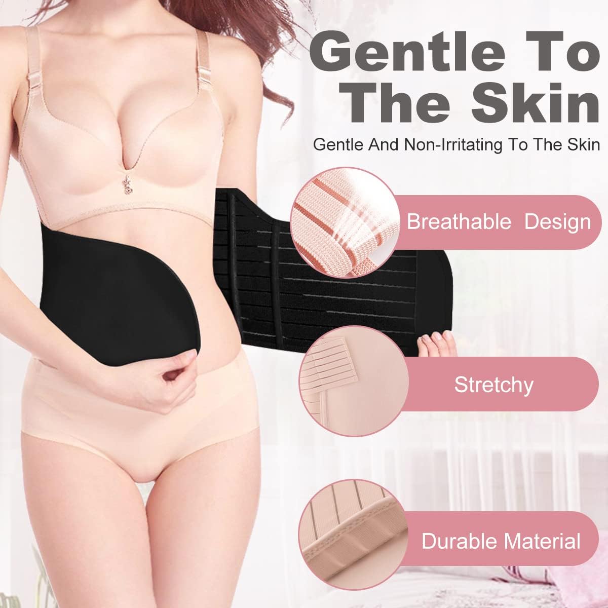 Hip Mall 3-in-1 Postpartum Belly Wrap XL - C-Section Recovery Belt for Belly, Waist & Pelvis Support