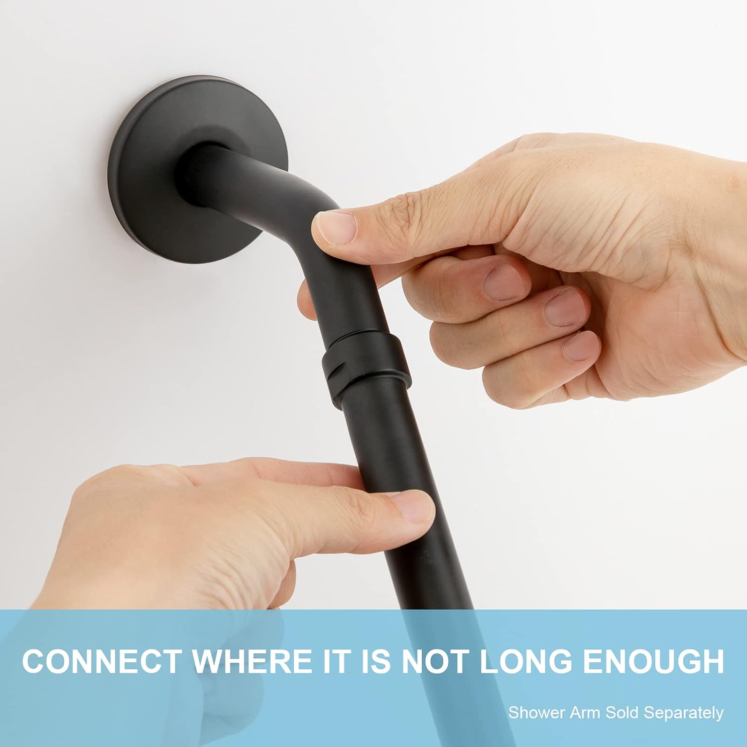 OFFO Shower Head Extension Arm 25cm - 304 Stainless Steel - Matte Black - 10 Inch