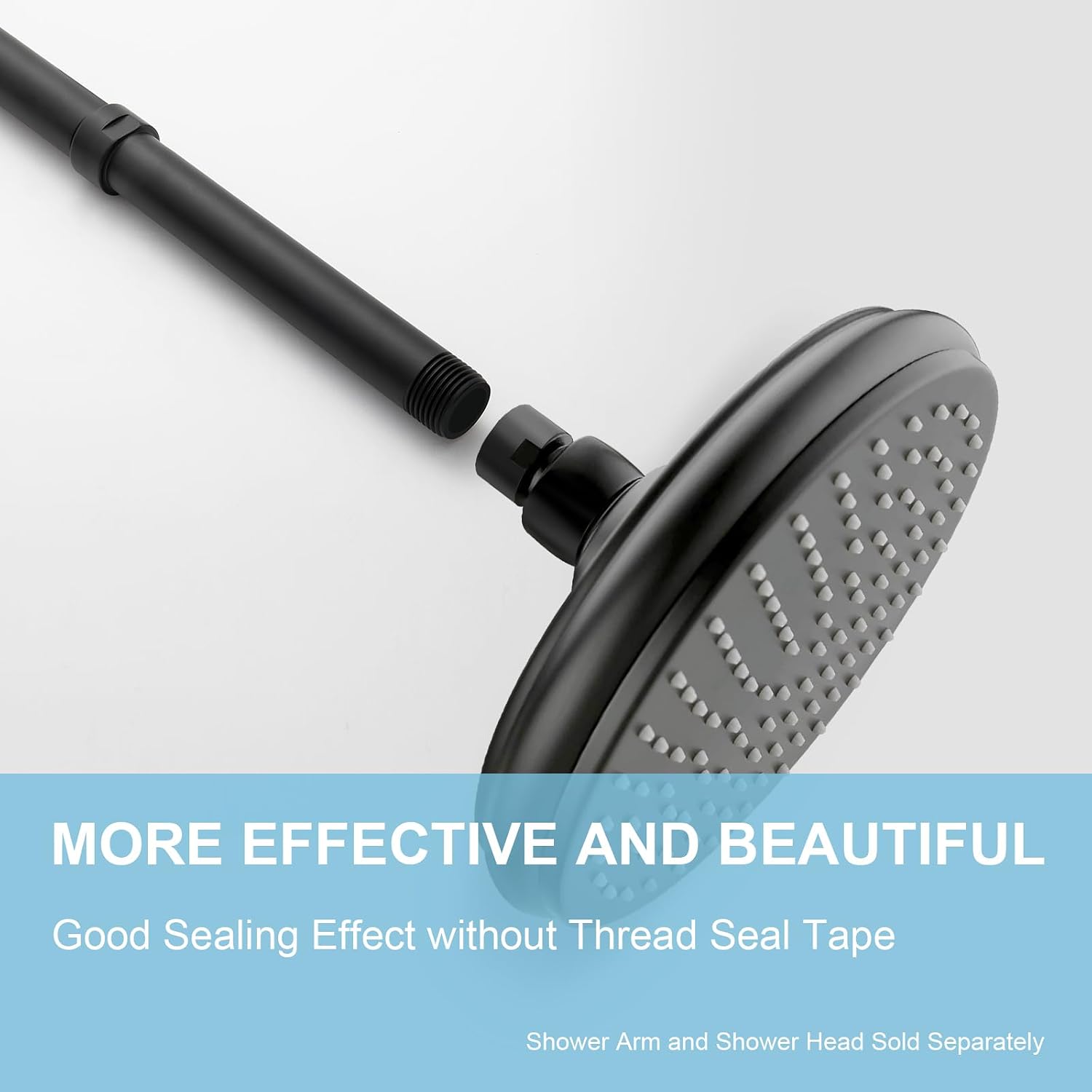 OFFO Shower Head Extension Arm 25cm - 304 Stainless Steel - Matte Black - 10 Inch