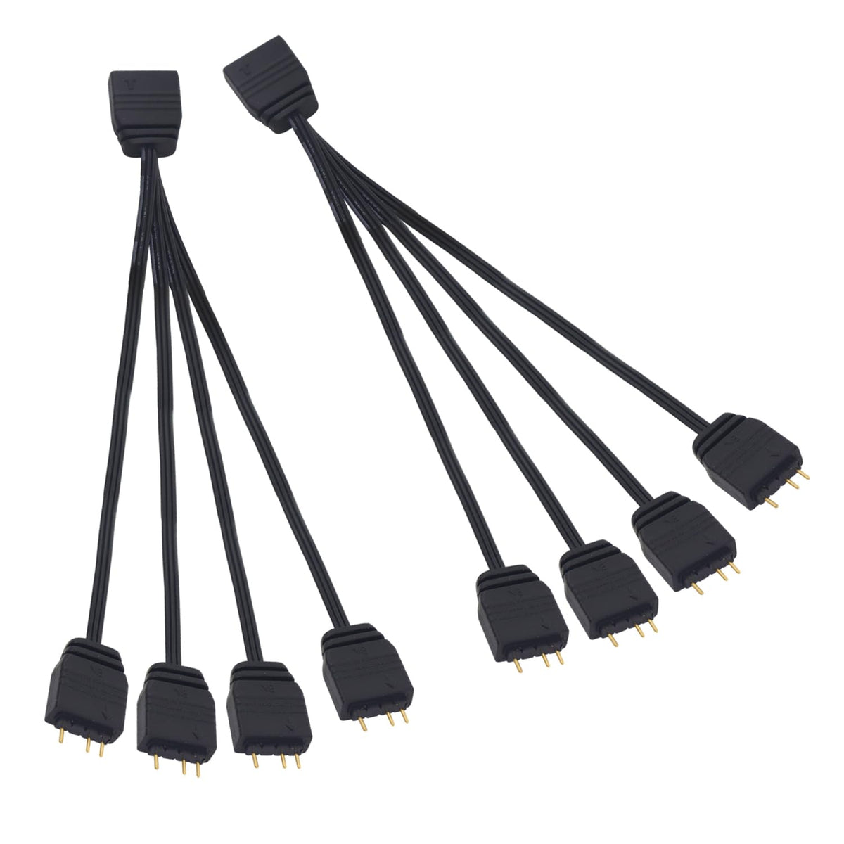 Lanminglel ARGB Splitter Cable 2-Pack - 5V 3-Pin 1 Female to 4 Male - 33cm ARGB Extension Cable for PC Fans & LED Strips