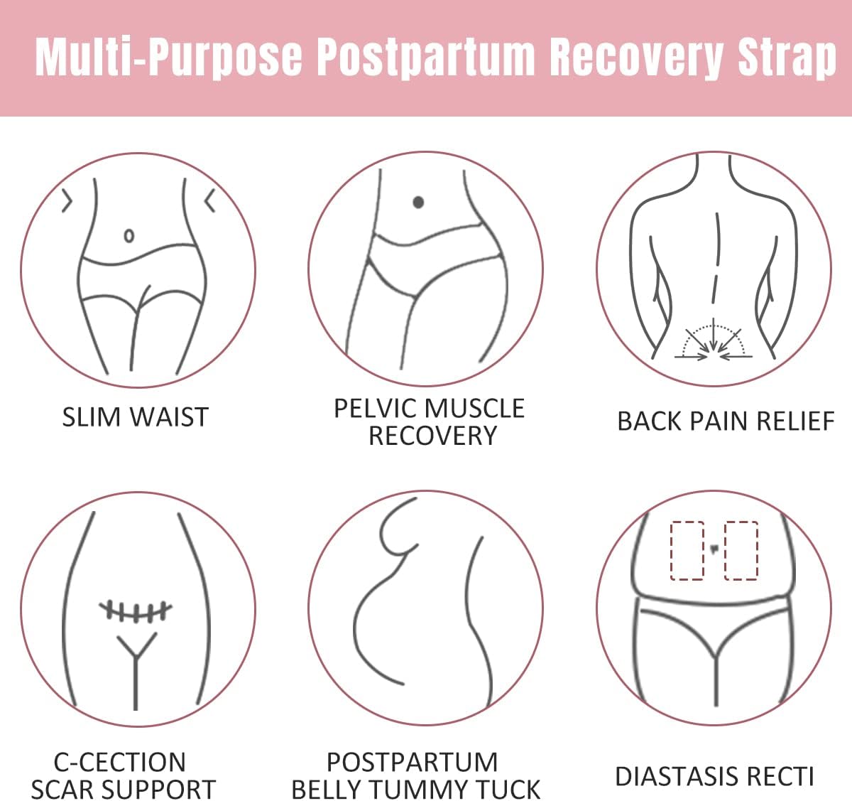 Hip Mall 3-in-1 Postpartum Belly Wrap XL - C-Section Recovery Belt for Belly, Waist & Pelvis Support
