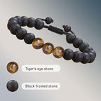 Natural Stone Father’s Bracelet - Tiger Eye & Black Agate. The Perfect Dad Gift from Daughter - Zeta Store