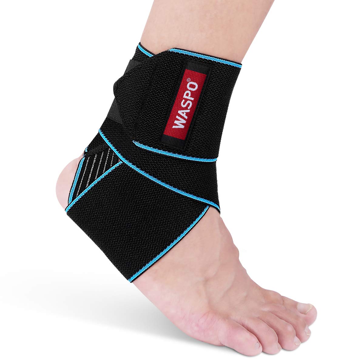 WASPO Adjustable Ankle Support Brace Wrap - 360° Compression Stabilizer for Sports, Plantar Fasciitis, Achilles Tendonitis & Injury Recovery - Breathable Anti-Slip Strap, One Size Men Women