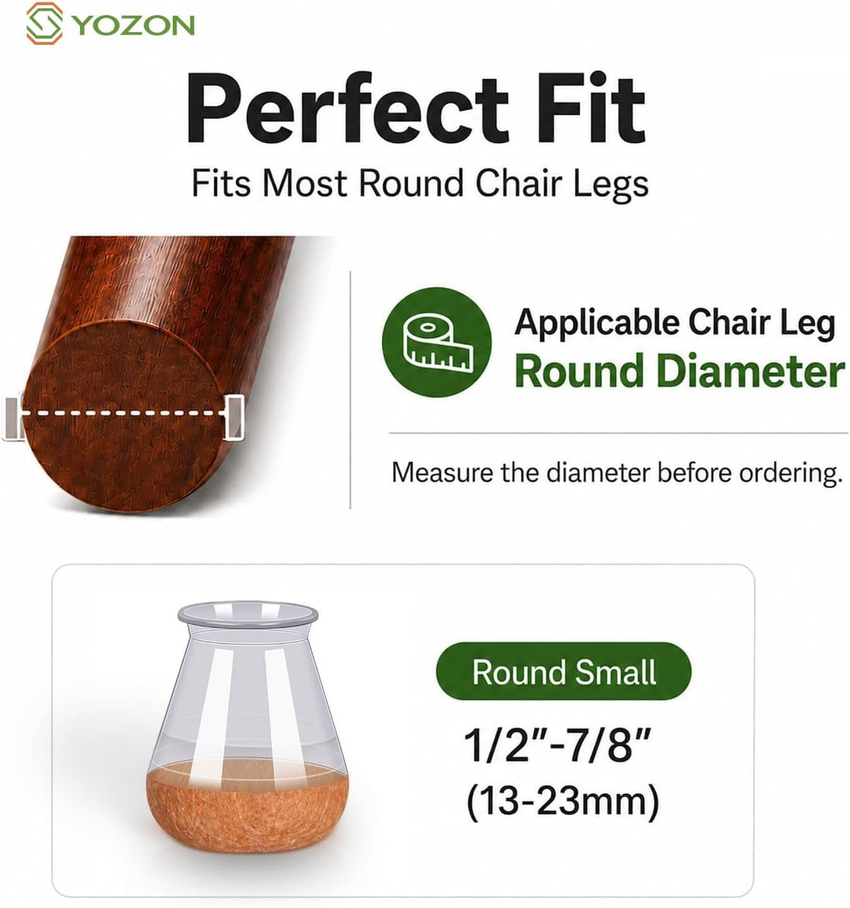 Yozon 16 Pack Chair Leg Floor Protectors - Small Round Felt Silicone Caps for Hardwood Floors - Non Slip Furniture Leg Covers
