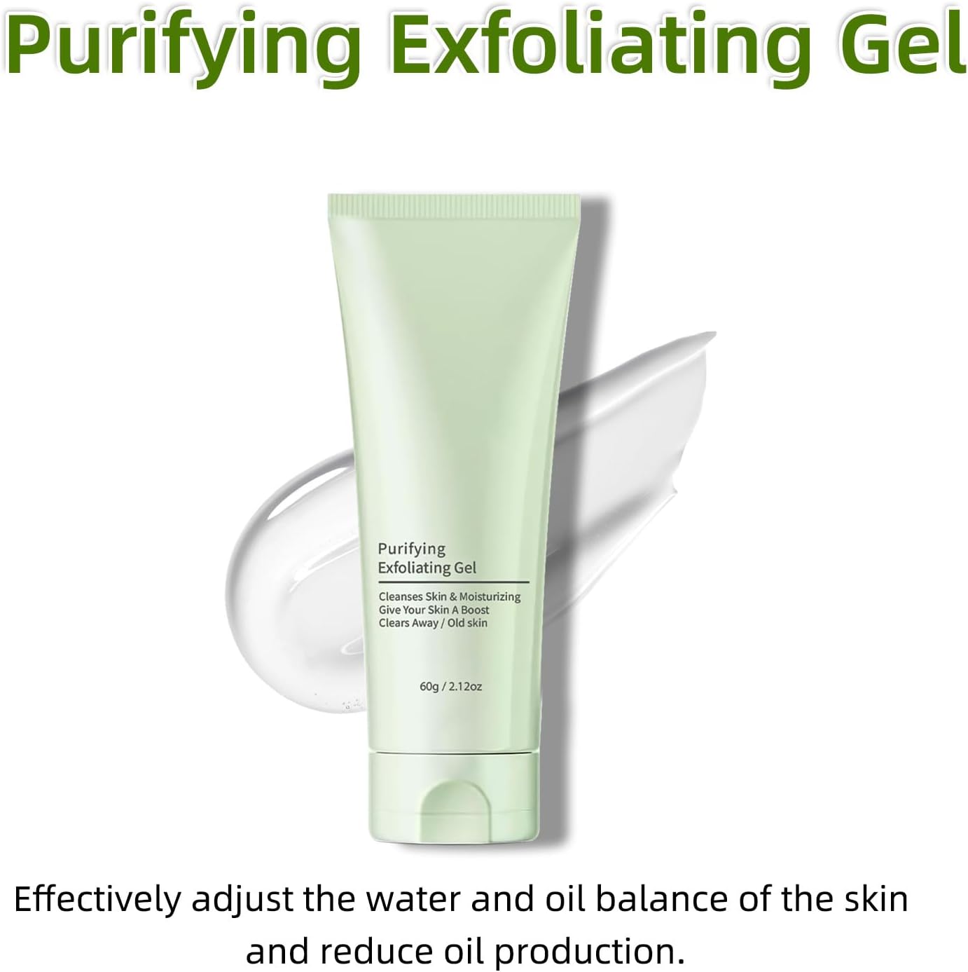 Greteam Purifying Exfoliating Gel 60g | Gentle Face & Body Scrub | Plant Based Herbal Peeling Gel for Dead Skin Removal, Pore Cleansing & Moisturizing | All Skin Types, Unscented, Chemical Free