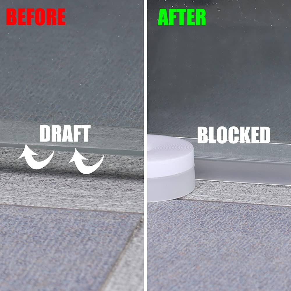 Yardsky 10M/32.8ft Transparent Silicone Door Seal Strip – Self-Adhesive Weather Stripping for Doors & Windows (Dustproof, Soundproof, Draft Excluder) - DIY - Zeta Store