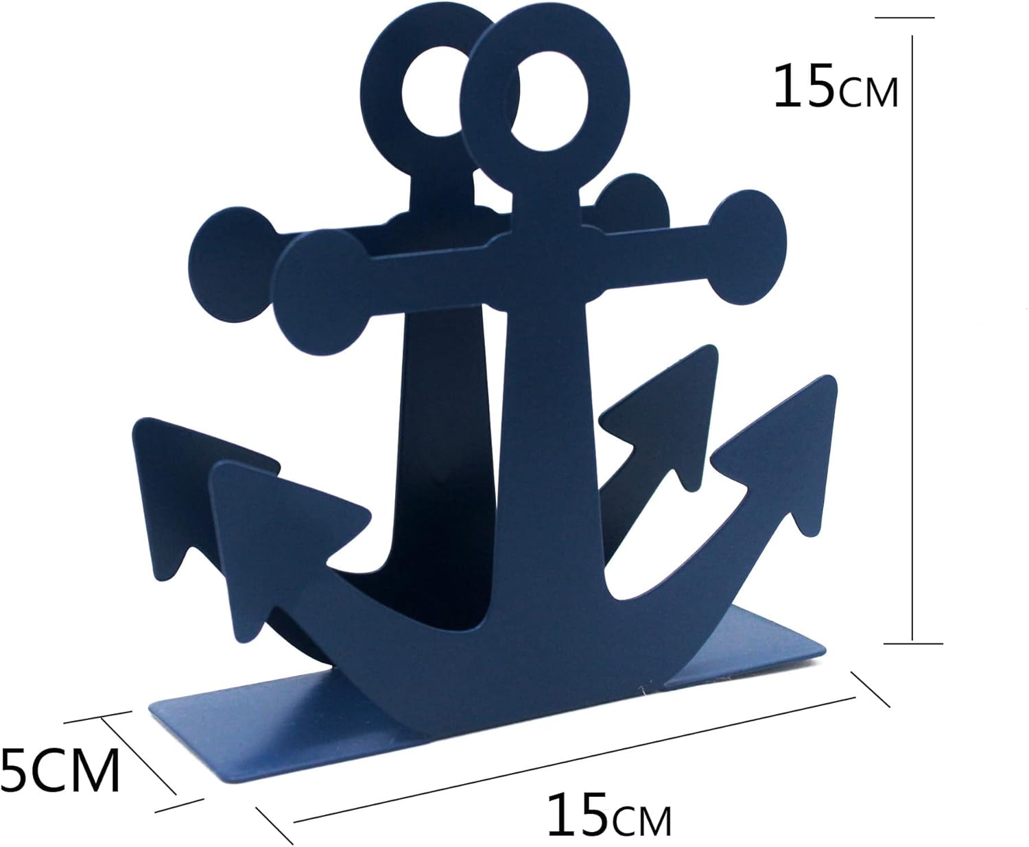 Funly mee vintage blue metal anchor napkin holder, nautical table decor for home or restaurant, rust-free iron, 15x15x5 cm