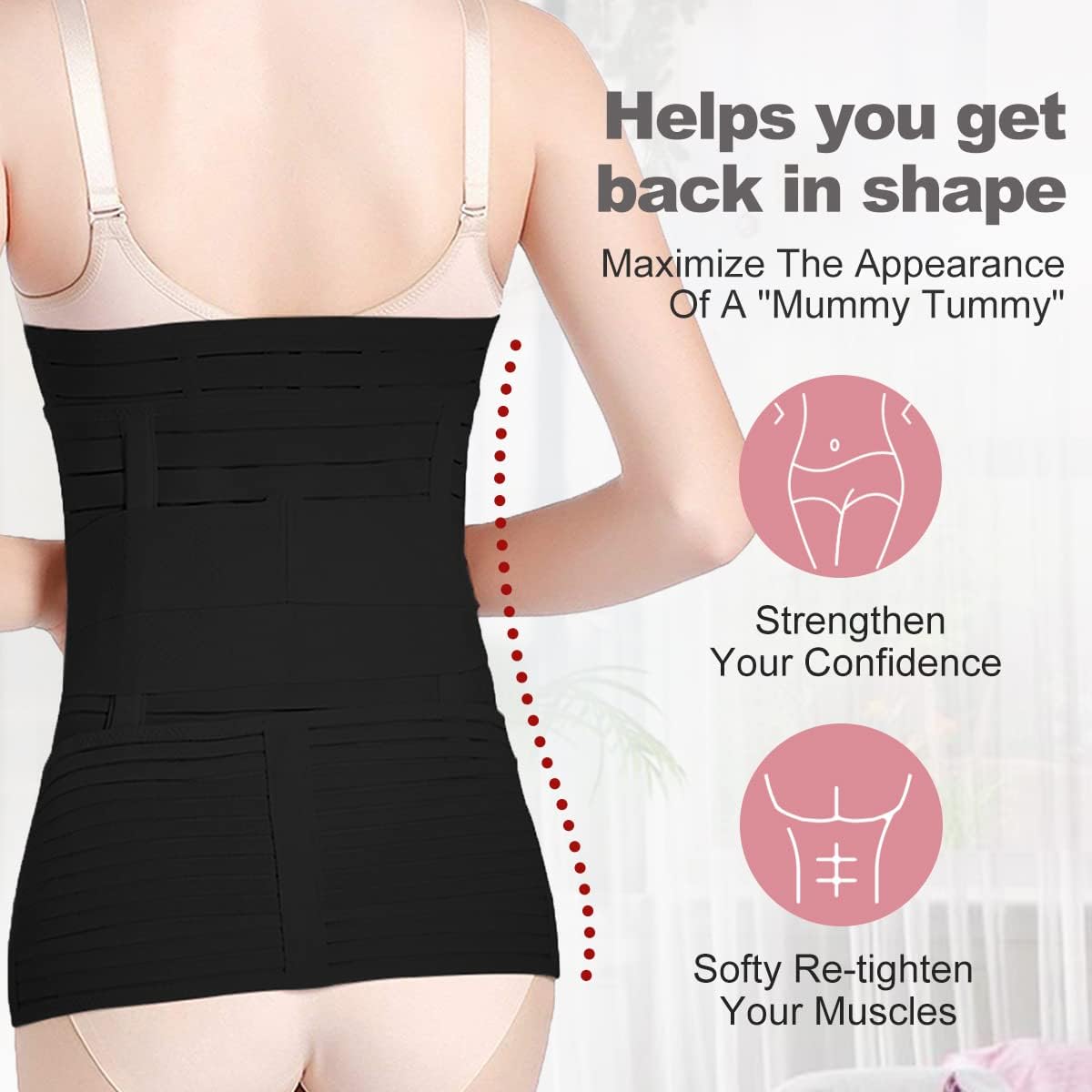 Hip Mall 3-in-1 Postpartum Belly Wrap XL - C-Section Recovery Belt for Belly, Waist & Pelvis Support