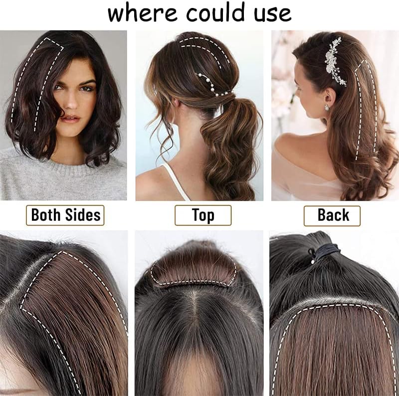 Sjzdylxy 2-Pack 10cm Straight Clip-In Hair Volume Pads - Invisible Fluffy Hair Topper Extensions for Thinning Hair Women | Short Hair Pieces with Anti-Slip Clips
