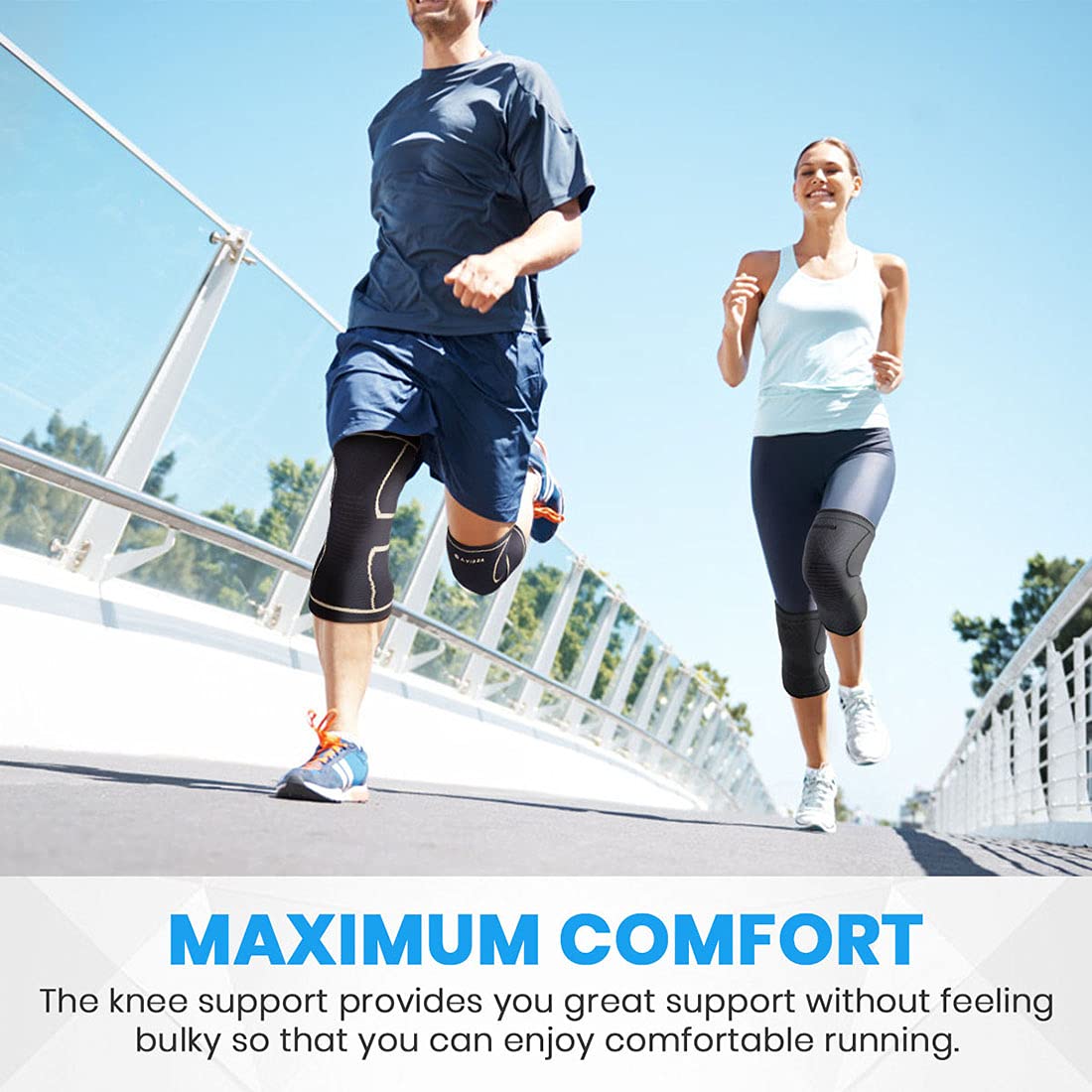 AVIDDA Knee Support Brace 2 Pack – Compression Sleeves for Arthritis, Joint Pain, ACL/MCL, Meniscus Tear, Sports & Running