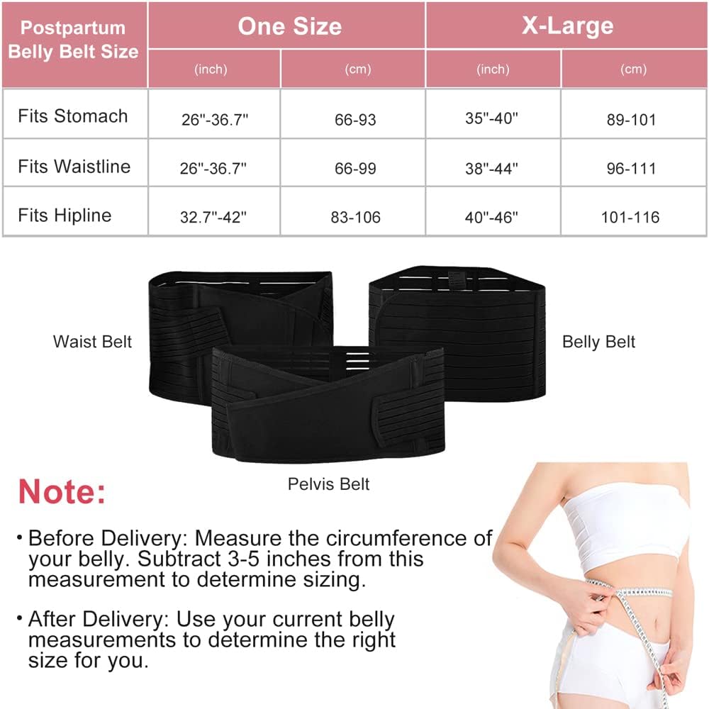 Hip Mall 3-in-1 Postpartum Belly Wrap XL - C-Section Recovery Belt for Belly, Waist & Pelvis Support