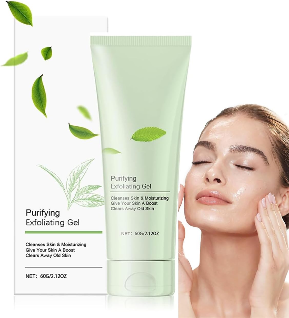 Greteam Purifying Exfoliating Gel 60g | Gentle Face & Body Scrub | Plant Based Herbal Peeling Gel for Dead Skin Removal, Pore Cleansing & Moisturizing | All Skin Types, Unscented, Chemical Free