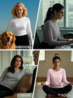 Holure Women's Classic-Fit Long Sleeve Cotton Tee | Soft & Breathable Casual Top