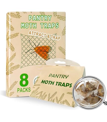 Plai 8-pack pantry moth traps with pheromone attractants for food moths, non-toxic and insecticide-free, for monitoring infestations.
